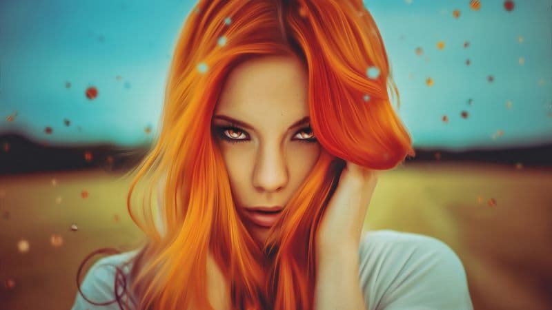 Teen girl Orange hair Wallpaper