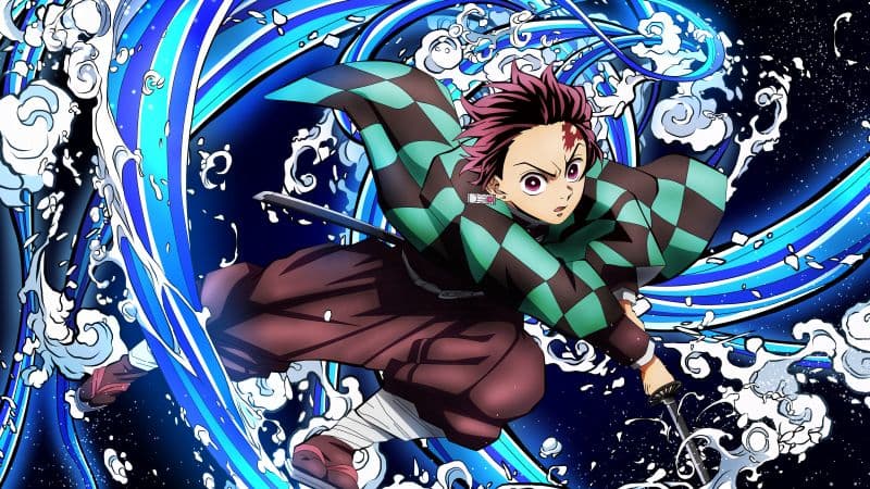 Tanjiro Kamado's Water Breathing Form in Demon Slayer Wallpaper