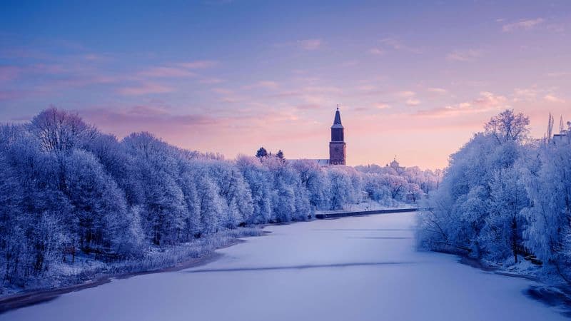 Turku Cathedral Aura River Wallpaper
