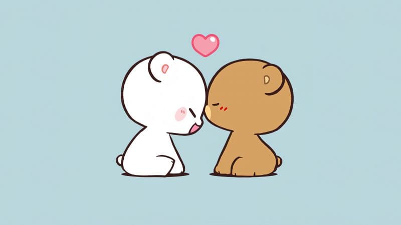 Milk & Mocha Bear Cute Kiss Wallpaper