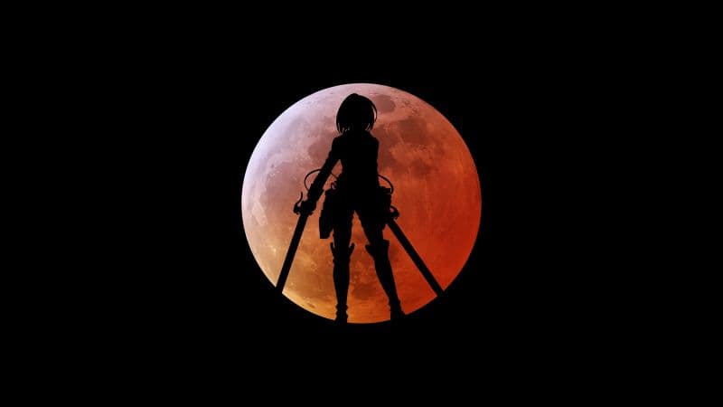 Mikasa Ackerman Black background Wallpaper