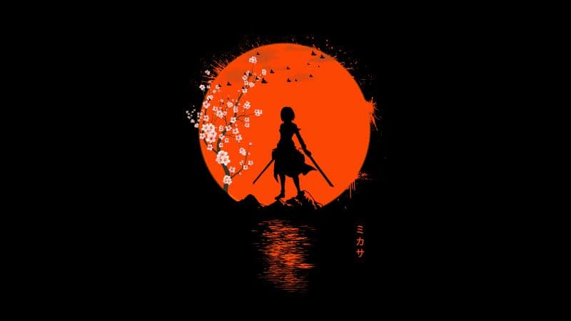 Mikasa Ackerman AMOLED Wallpaper