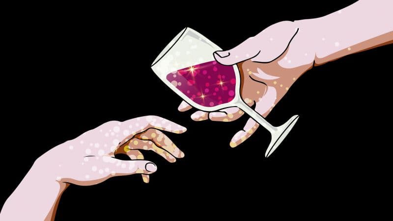 Pink wine Hands together Wallpaper
