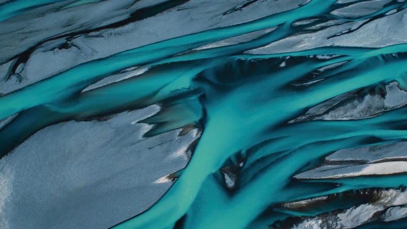 Braided river Aerial view Wallpaper