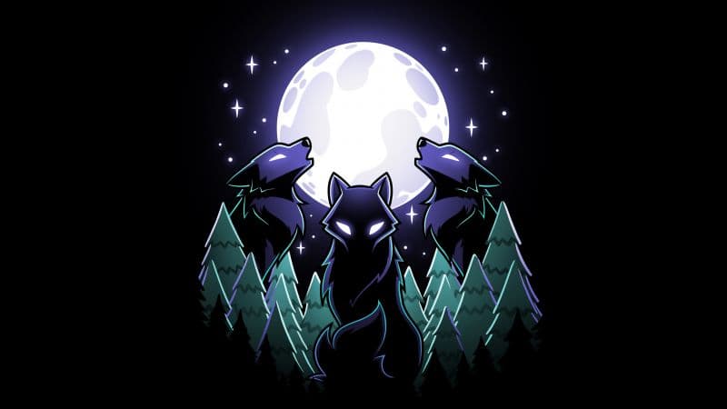 Wolves Full moon Wallpaper