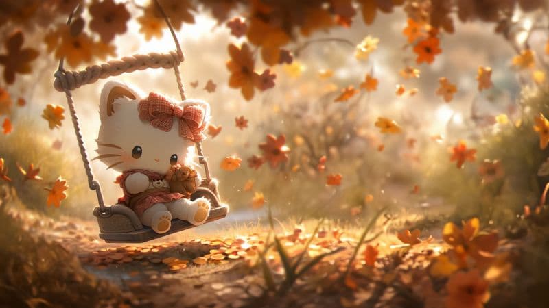 Hello Kitty Autumn background Wallpaper