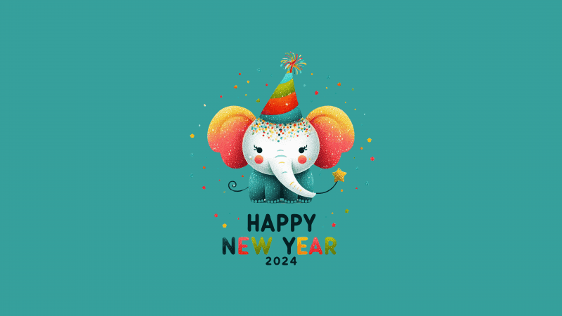 Happy New Year Elephant cub Wallpaper