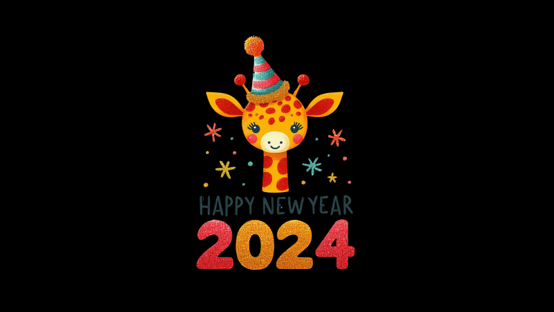 Happy New Year 2024 Giraffe Wallpaper
