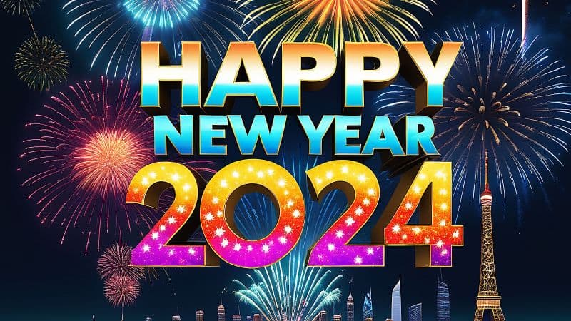 Happy New Year 2024 Fireworks Wallpaper