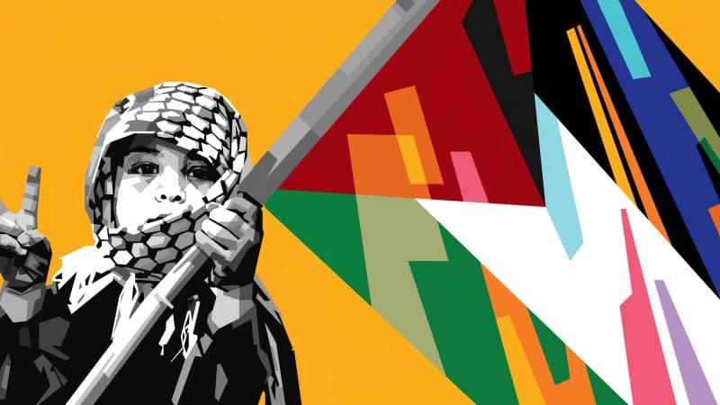 Cute Girl Holding Flag of Palestine Wallpaper
