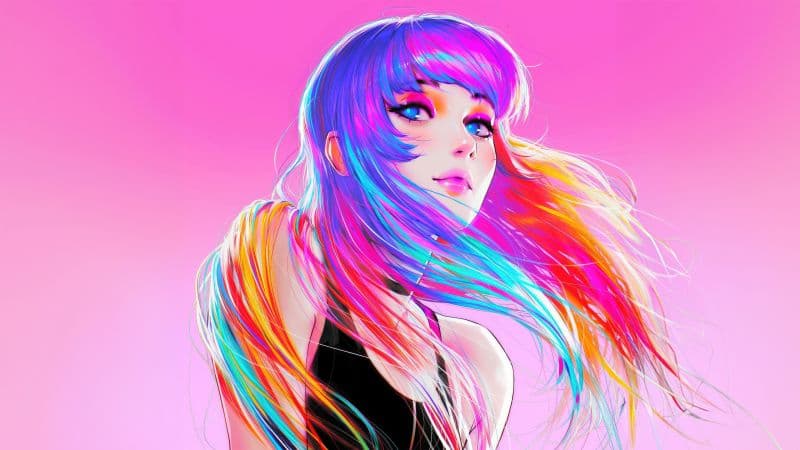 Beautiful girl Colorful art Wallpaper