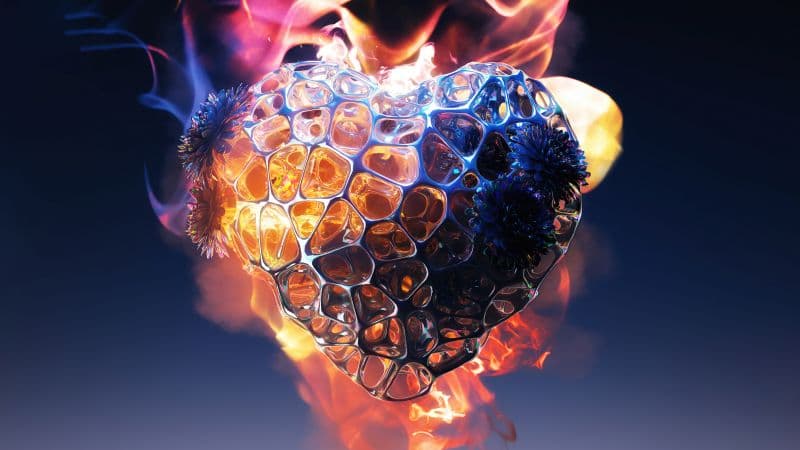 Love heart Fire Wallpaper