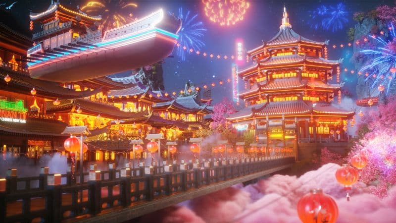 Chinese New Year Fireworks Wallpaper