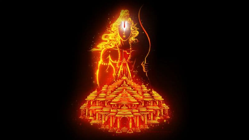 Ayodhya Ram Mandir Glowing Wallpaper