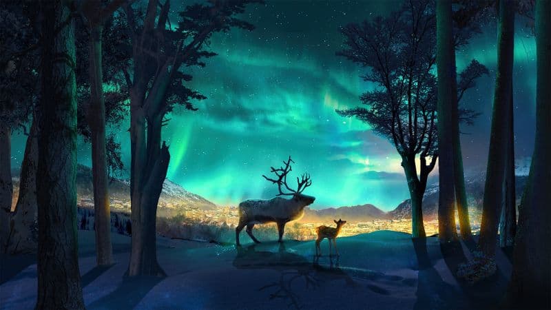Illuminated Aurora Borealis Wallpaper