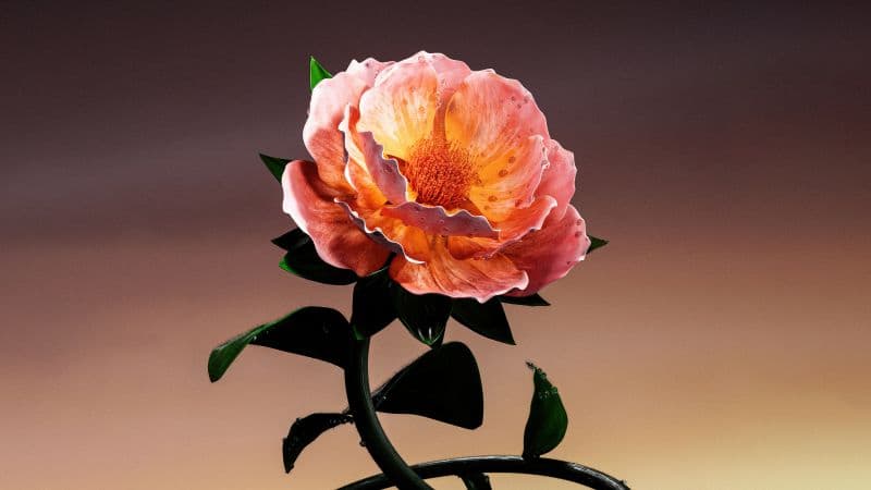 Digital flower Dew Drops Wallpaper