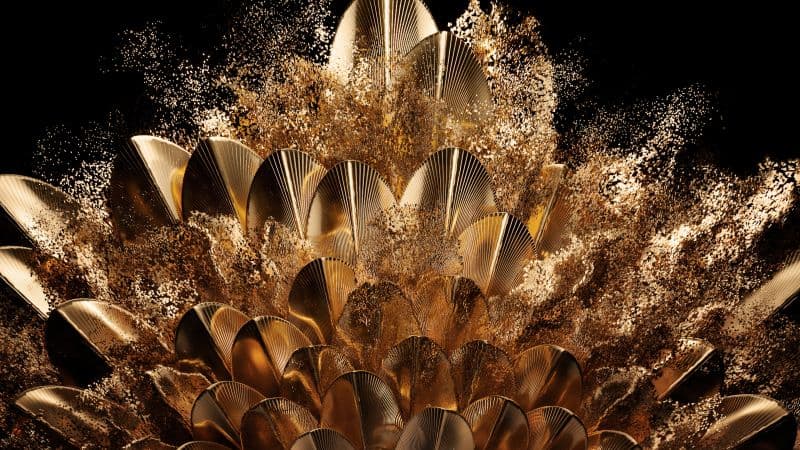 Golden Peacock feathers Digital Art Wallpaper