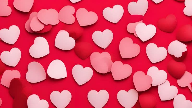 Red hearts Red background Wallpaper