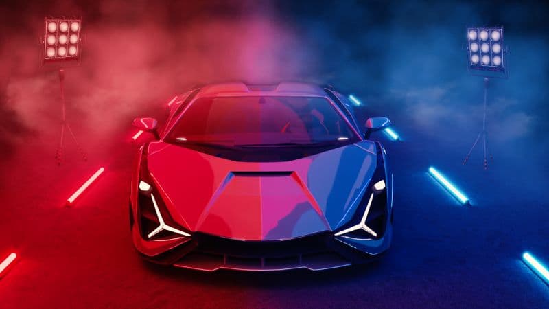 Lamborghini Sián FKP 37 Neon Lights Wallpaper