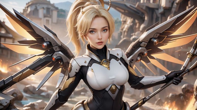 Mercy AI art Wallpaper