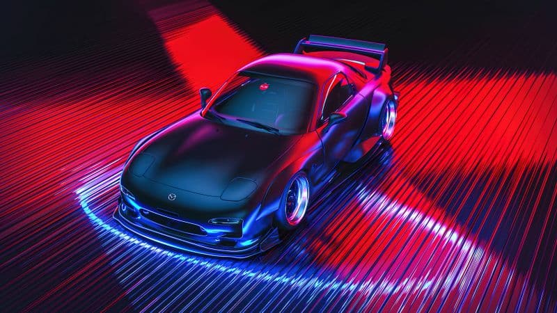 Mazda RX-7 Neon background Wallpaper