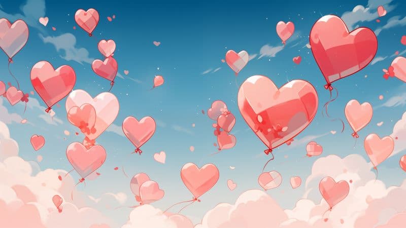 Flying Love hearts Wallpaper