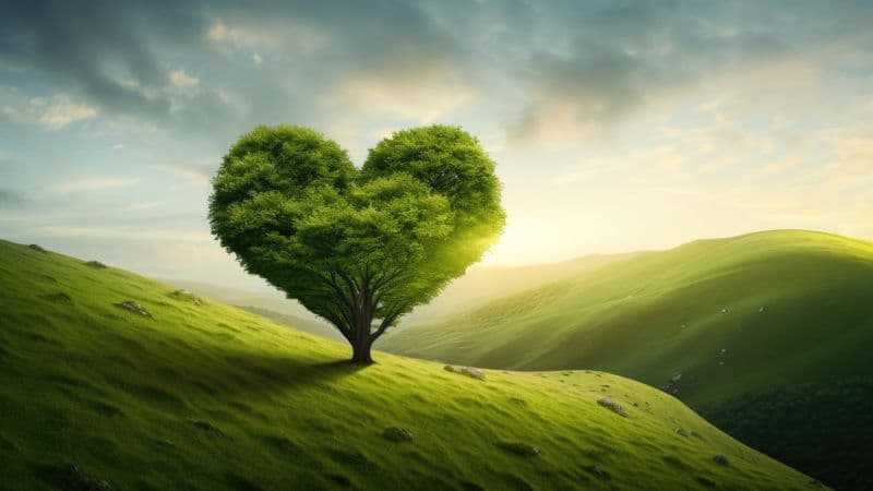 Love heart Green Tree Wallpaper