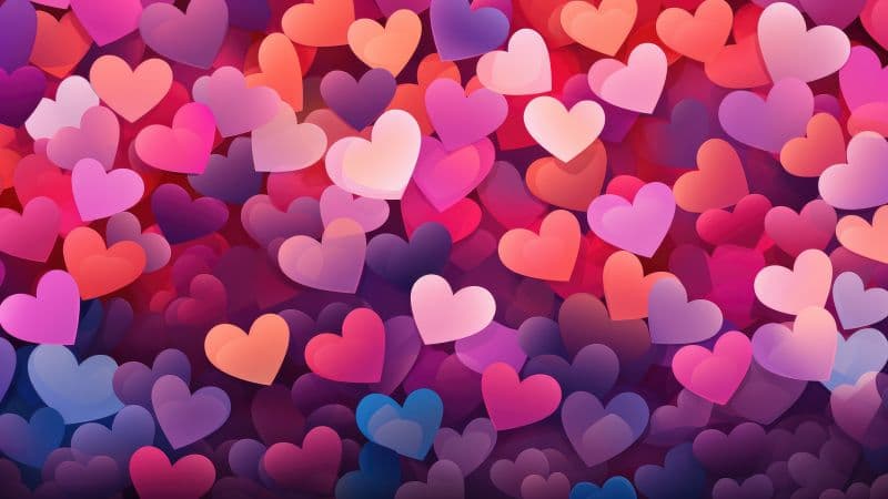 Colorful Love hearts Wallpaper