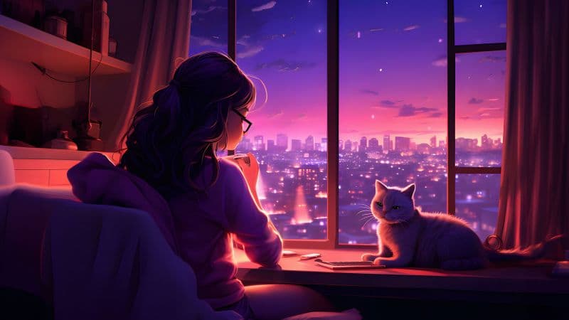 Lofi girl Cozy Wallpaper
