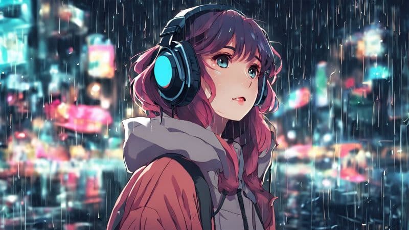 Lofi girl Listening music AI art Wallpaper