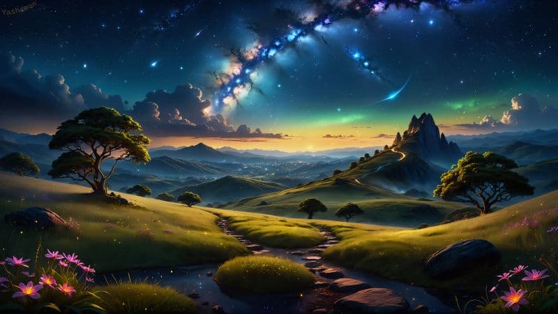 Starry sky Landscape Wallpaper