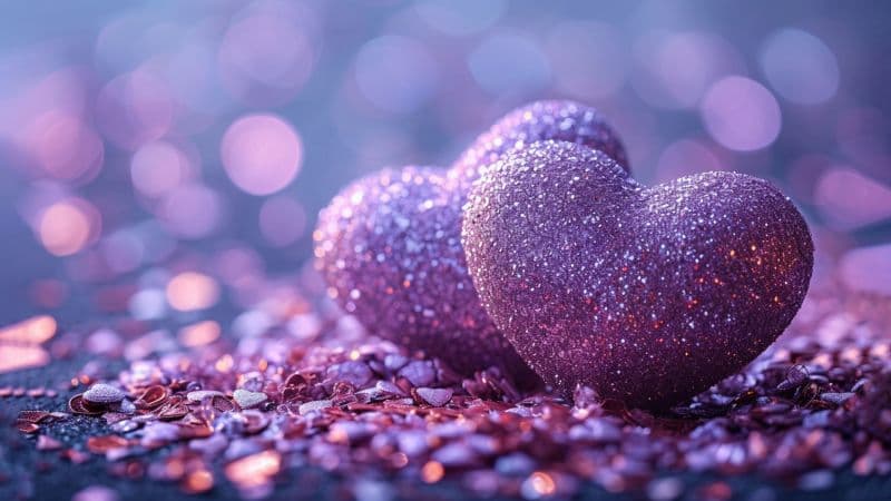 Purple hearts Bokeh Background Wallpaper
