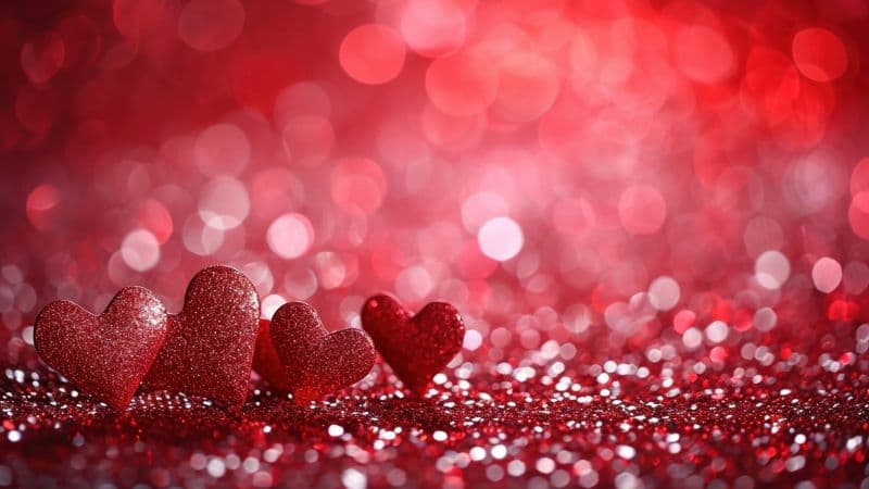Red hearts Glitter background Wallpaper