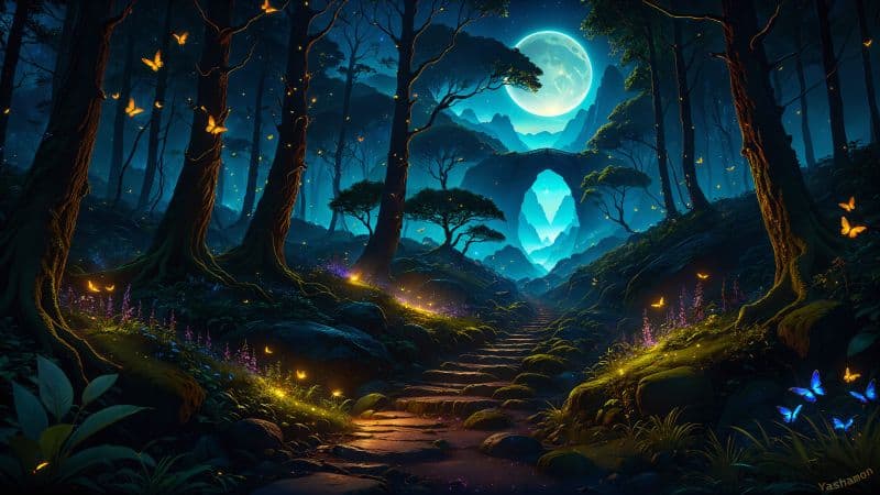 Magical forest Night Wallpaper