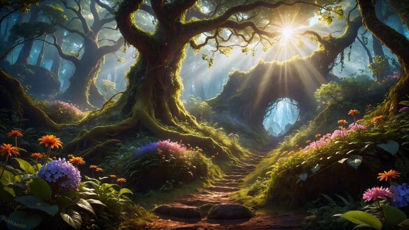 Mystical Forest Path Wallpaper