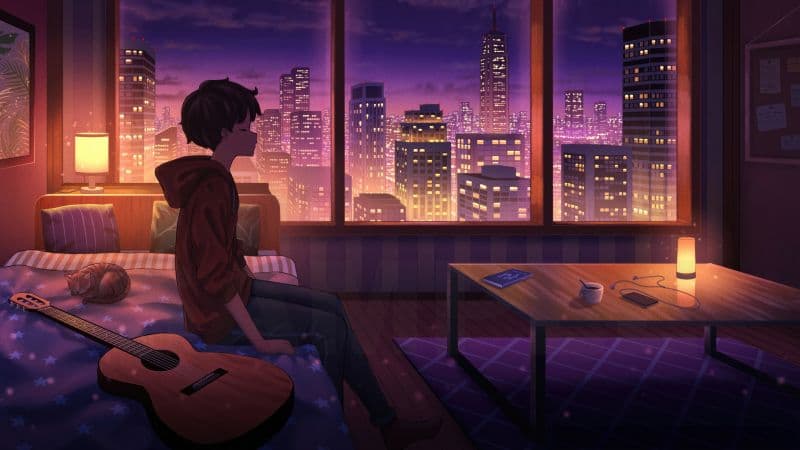 Lofi boy Guitar Wallpaper
