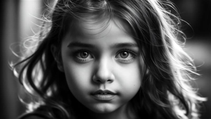 Cute Girl Monochrome Wallpaper