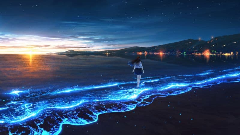 Bioluminescence Anime girl Wallpaper