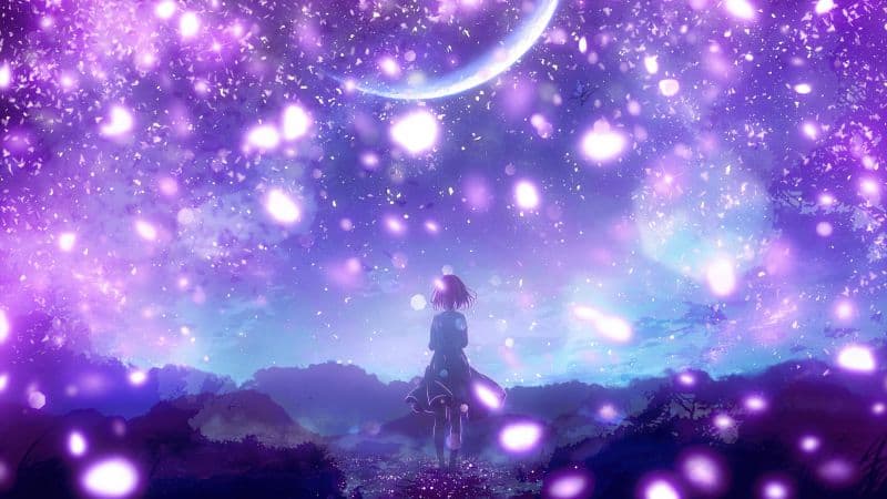 Anime girl Purple aesthetic Wallpaper