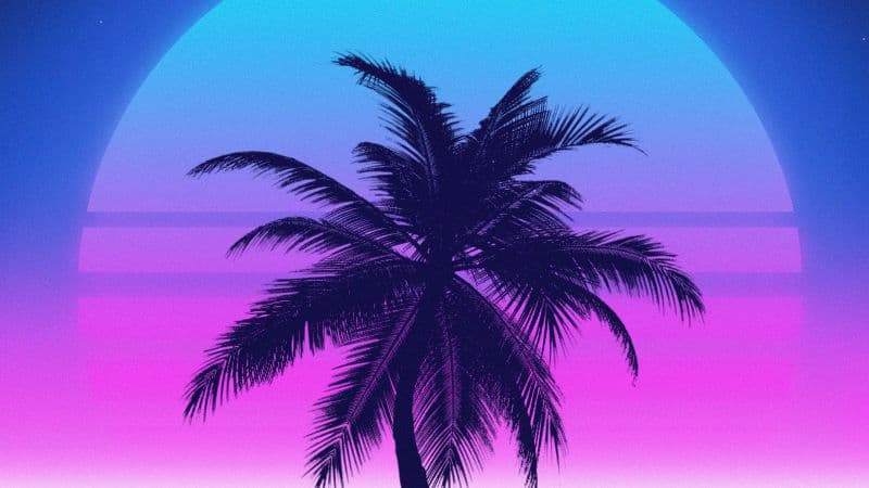 Vaporwave Palm tree Wallpaper