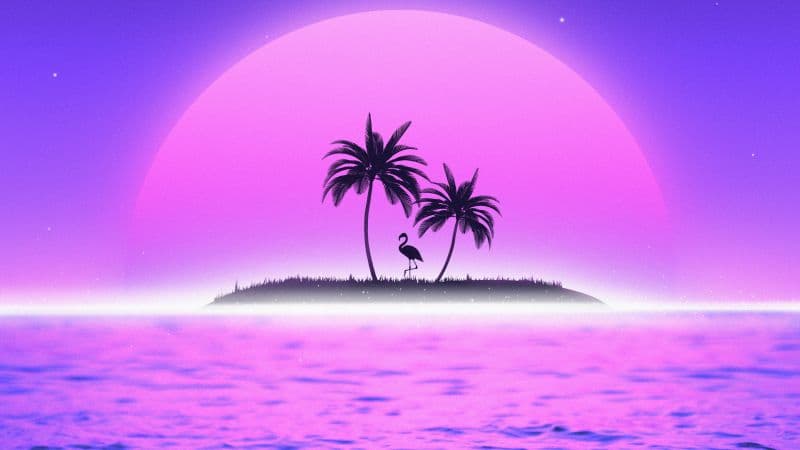 Sunset RetroWave art Wallpaper