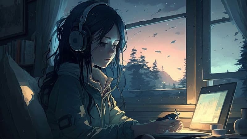 Lofi girl Sad mood Wallpaper