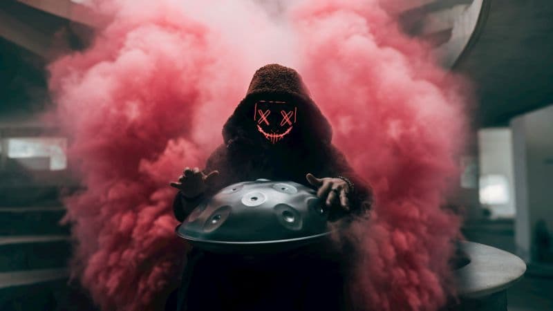 Handpan Neon Mask Wallpaper