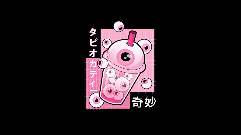 Kawaii boba tea Weirdcore Wallpaper