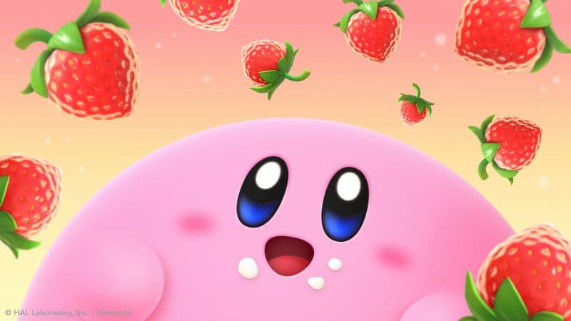 Kirby Strawberries Wallpaper