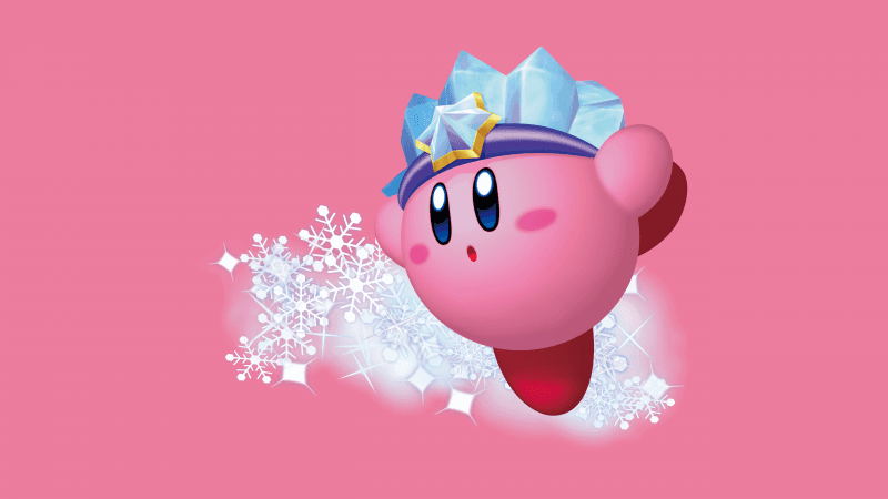 Ice Kirby Pink Background Wallpaper
