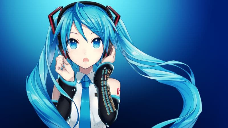 Hatsune Miku Listening music Wallpaper