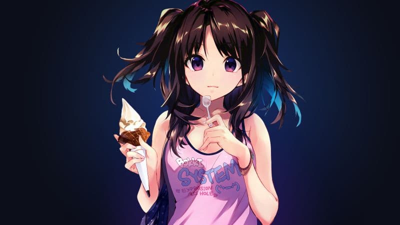 Anime girl Ice cream cone Wallpaper
