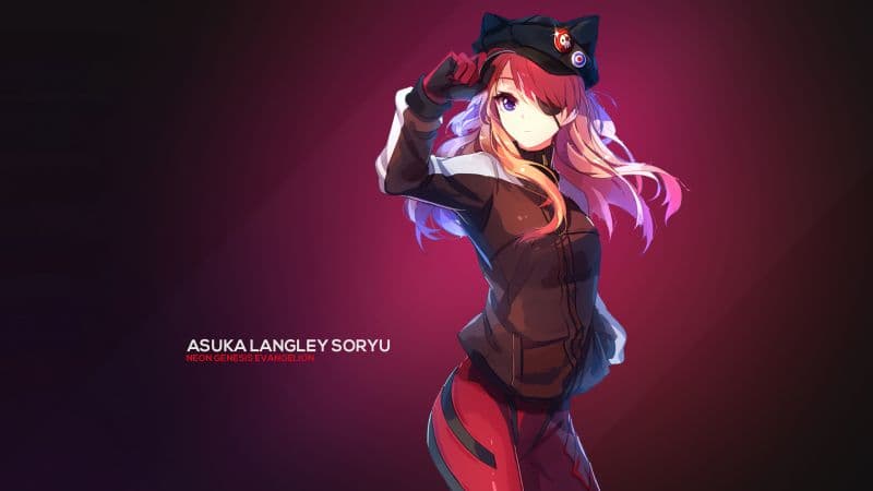 Asuka Langley Soryu Red background Wallpaper