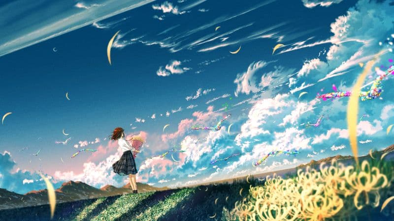 Anime girl Landscape Wallpaper